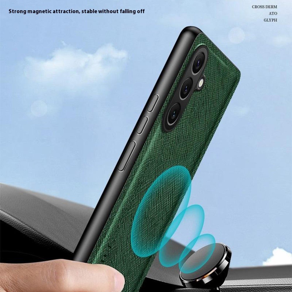 Samsung Galaxy A56 5G dirbtinės odos apsauginis dėklas, suderinamas su magnetiniais laikikliais (juodas) - Image 4