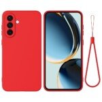 Samsung Galaxy A17 4G / A17 5G skystojo silikono dėklas su riešo dirželiu (raudonas)