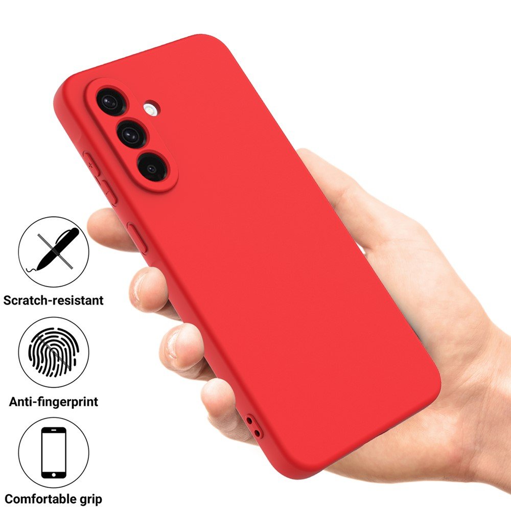Samsung Galaxy A17 4G / A17 5G skystojo silikono dėklas su riešo dirželiu (raudonas) - Image 2