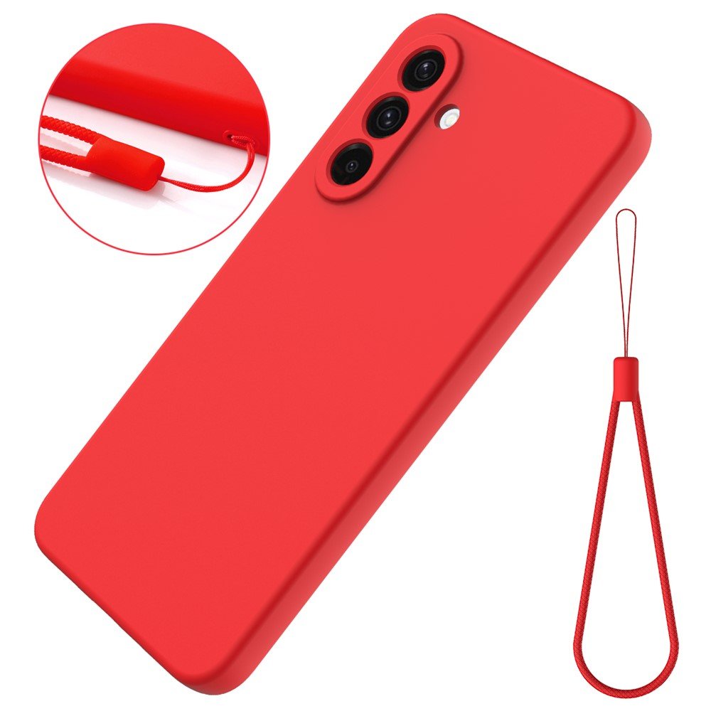 Samsung Galaxy A17 4G / A17 5G skystojo silikono dėklas su riešo dirželiu (raudonas) - Image 7