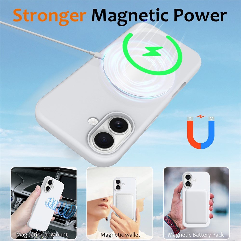 Apple iPhone 17 skystojo silikono dėklas su MagSafe (baltas) - Image 3