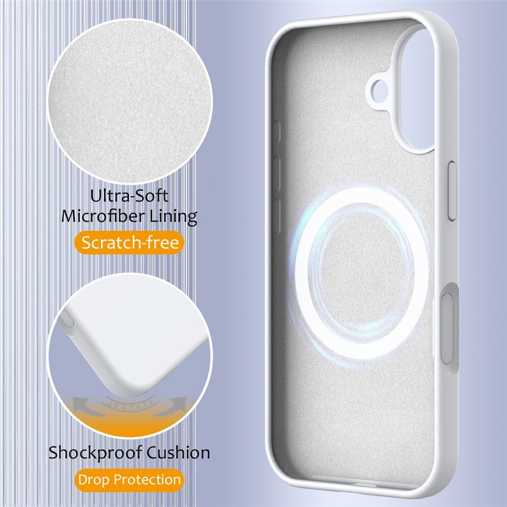 Apple iPhone 17 skystojo silikono dėklas su MagSafe (baltas) - Image 7
