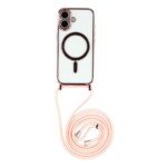Apple iPhone 17 apsauginis dėklas su MagSafe ir reguliuojamu dirželiu (rožinis)