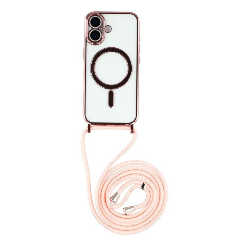 Apple iPhone 17 apsauginis dėklas su MagSafe ir reguliuojamu dirželiu (rožinis)