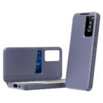 Samsung Galaxy S26 Ultra piniginės tipo dėklas su peržiūros langeliu (pilkai violetinis)