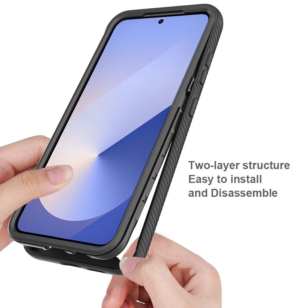 Samsung Galaxy S26 dviejų dalių dėklas su integruota ekrano plėvele (skaidrus su juodu rėmeliu) - Image 2