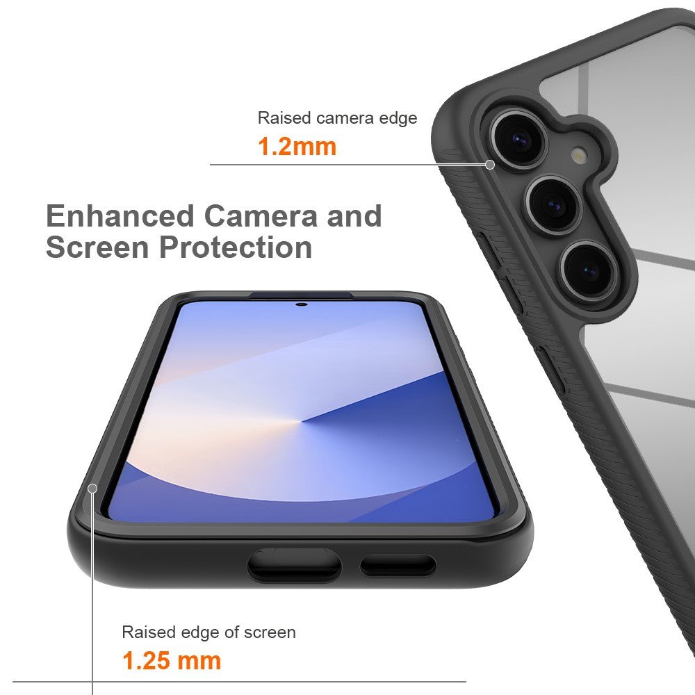 Samsung Galaxy S26 dviejų dalių dėklas su integruota ekrano plėvele (skaidrus su juodu rėmeliu) - Image 3