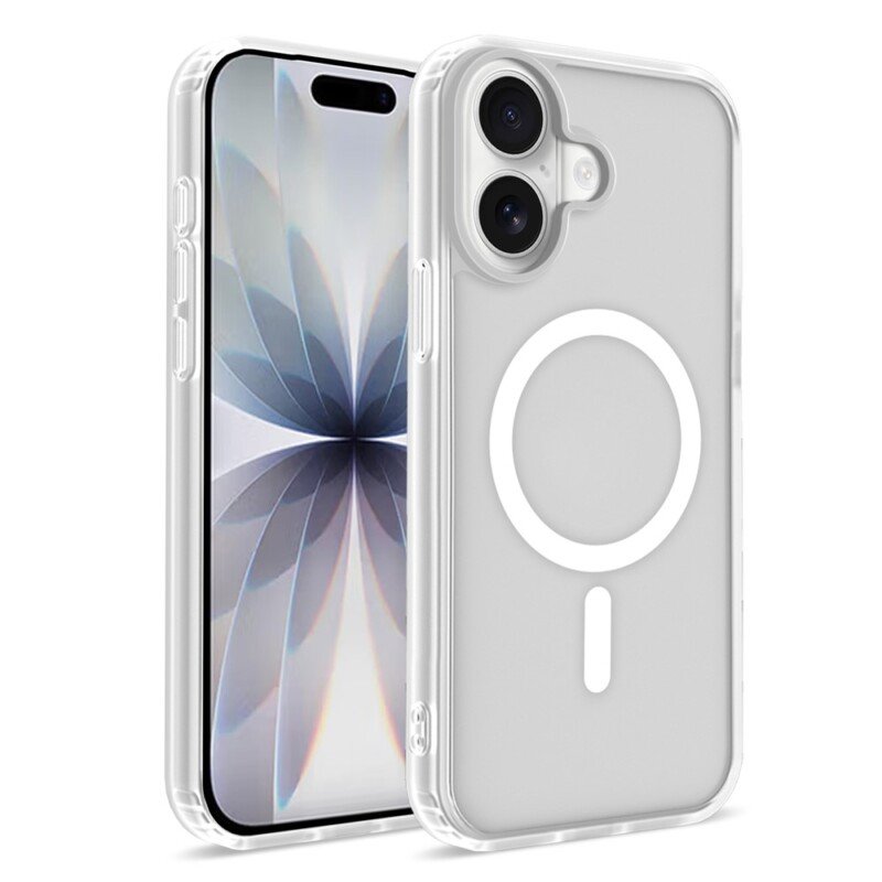 Apple iPhone 17 apsauginis dėklas su MagSafe ir matine nugarėle (baltas)