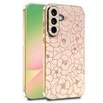 Samsung Galaxy A36 5G smūgiams atsparus dėklas su gėlių raštu ir kristalais (rožinis)