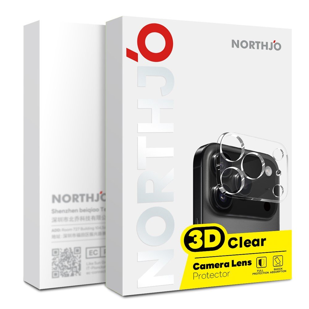 NORTHJO Apple iPhone 17 Pro Max kameros objektyvų apsauginis stiklas (skaidrus) - Image 4