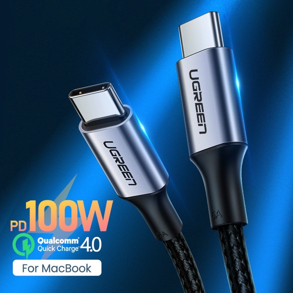 UGREEN 70427 100 W pintas USB-C–USB-C laidas, 1 m (juodas) - Image 10