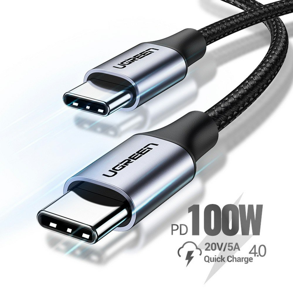 UGREEN 70427 100 W pintas USB-C–USB-C laidas, 1 m (juodas) - Image 2