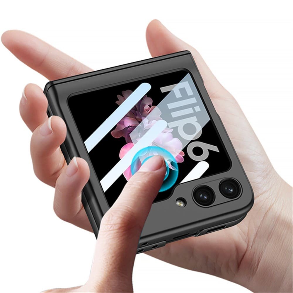 Samsung Galaxy Z Flip 7 FE / Galaxy Z Flip 6 dėklas su apsauginiu stiklu, juodas - Image 3