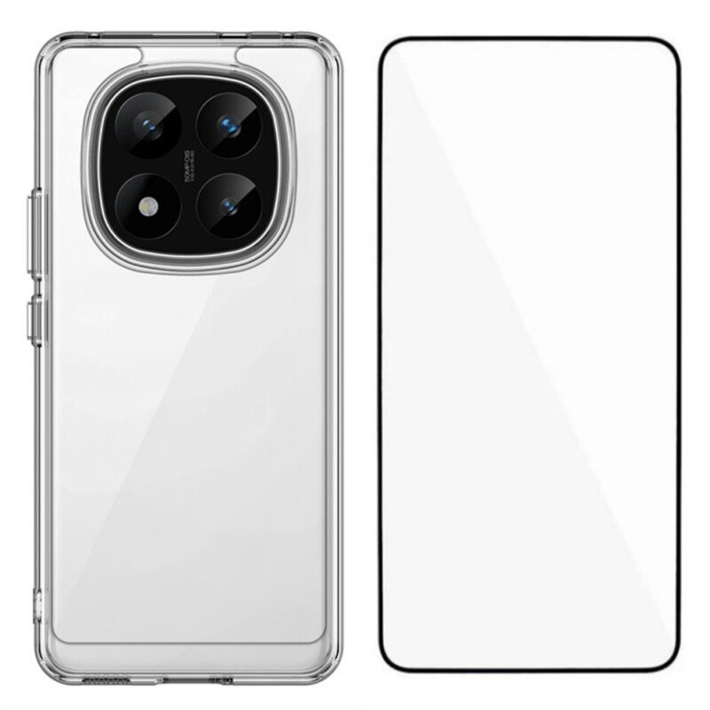 Xiaomi Redmi Note 14 Pro 5G / POCO X7 dėklas su apsauginiu stiklu, skaidrus