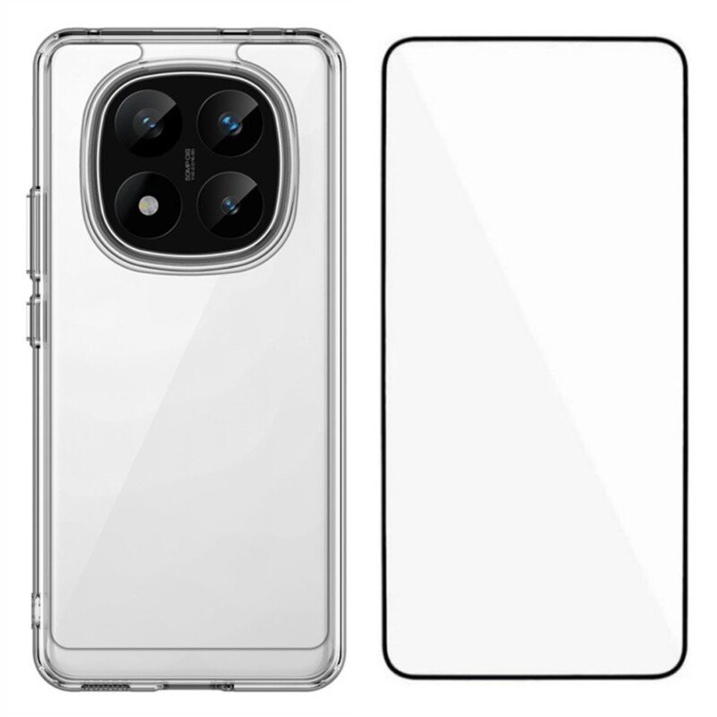 Xiaomi Redmi Note 14 Pro+ 5G dėklas su apsauginiu stiklu, skaidrus