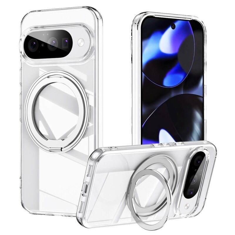 Google Pixel 10 Pro / Pixel 10 dėklas su MagSafe ir 360° stovu, skaidrus
