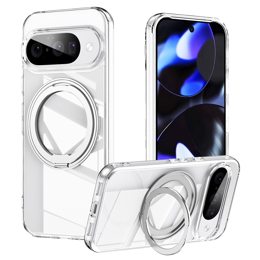 Google Pixel 10 Pro / Pixel 10 dėklas su MagSafe ir 360° stovu, skaidrus