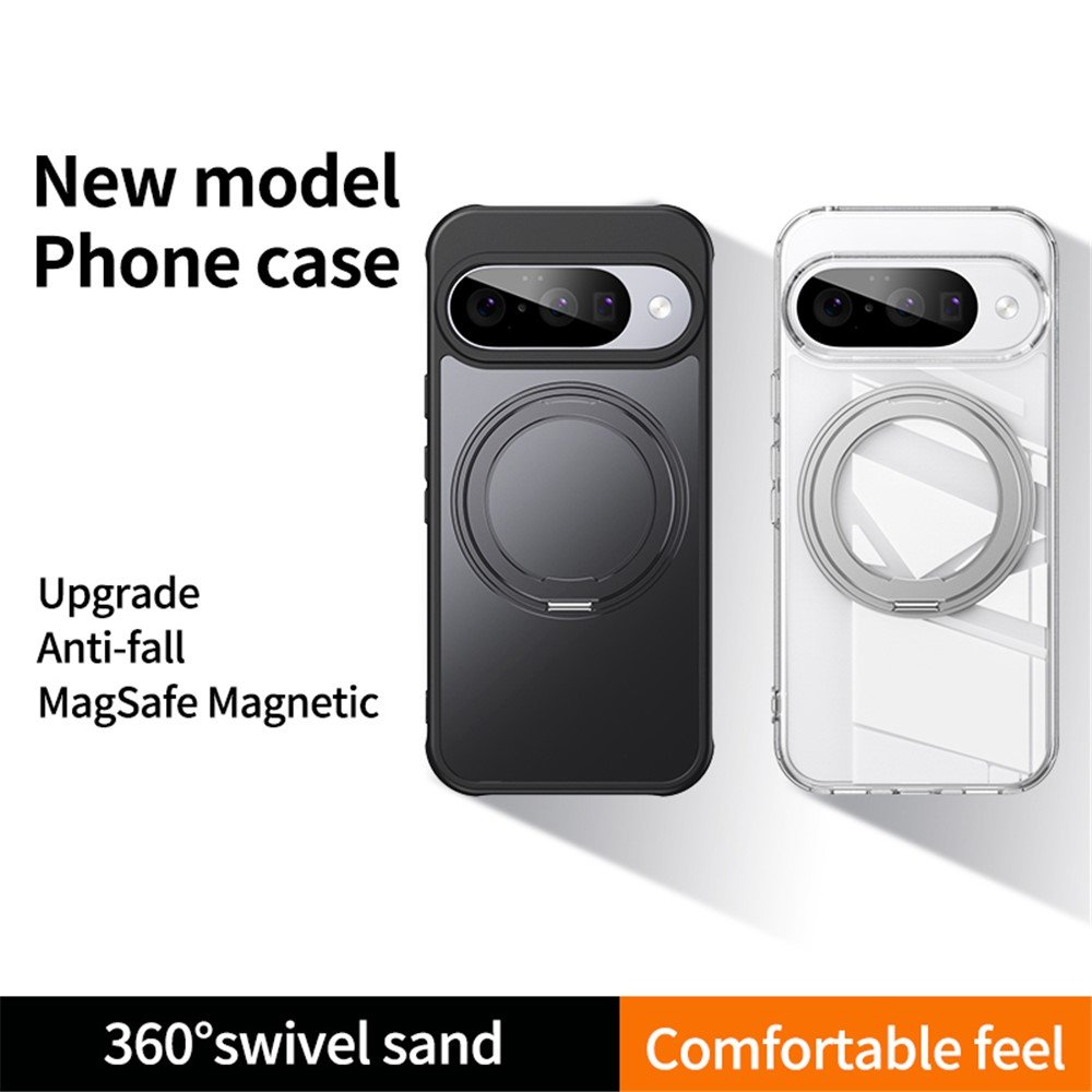 Google Pixel 10 Pro / Pixel 10 dėklas su MagSafe ir 360° stovu, skaidrus - Image 3