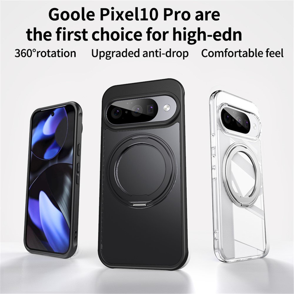 Google Pixel 10 Pro / Pixel 10 dėklas su MagSafe ir 360° stovu, skaidrus - Image 4