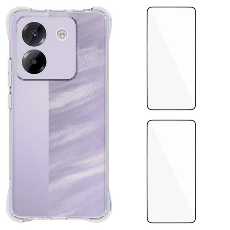 POCO M7 Pro dėklas su 2 apsauginiais stiklais, skaidrus