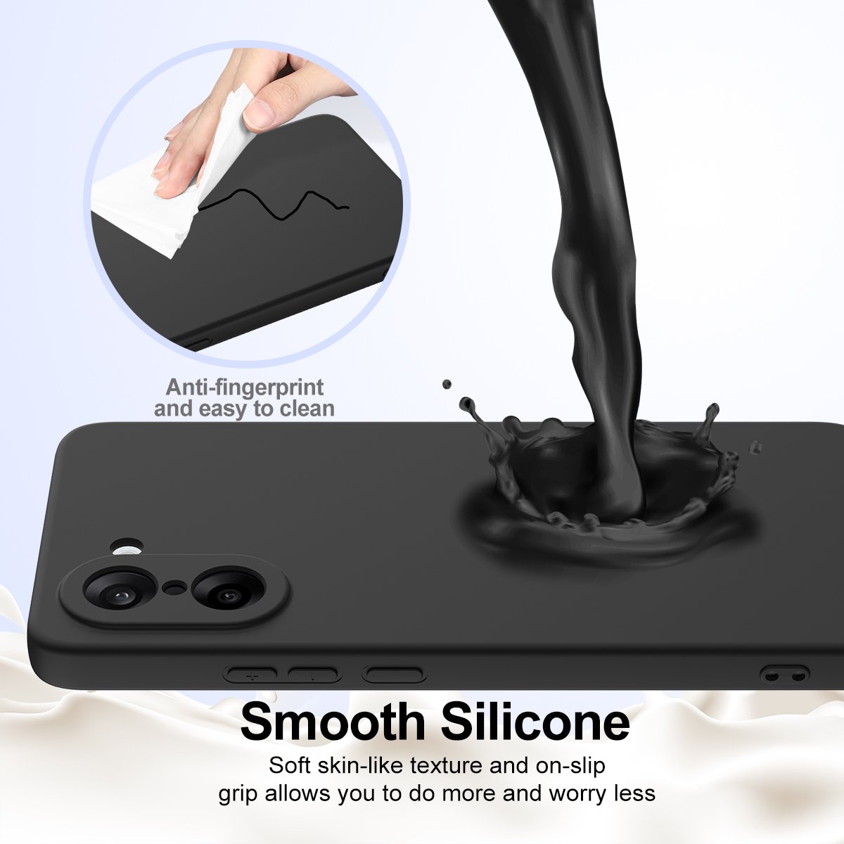 OnePlus Nord CE5 silikoninis dėklas su MagSafe ir dirželiu, juodas - Image 5