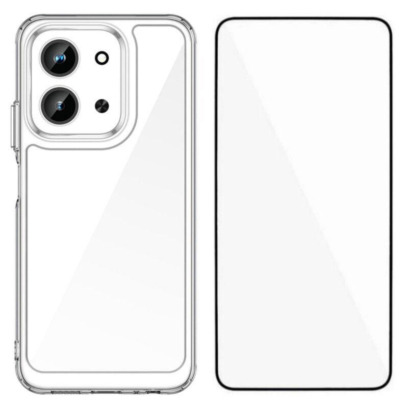 Xiaomi Redmi 15C 4G / 5G dėklas su apsauginiu stiklu WANLONFENG, skaidrus