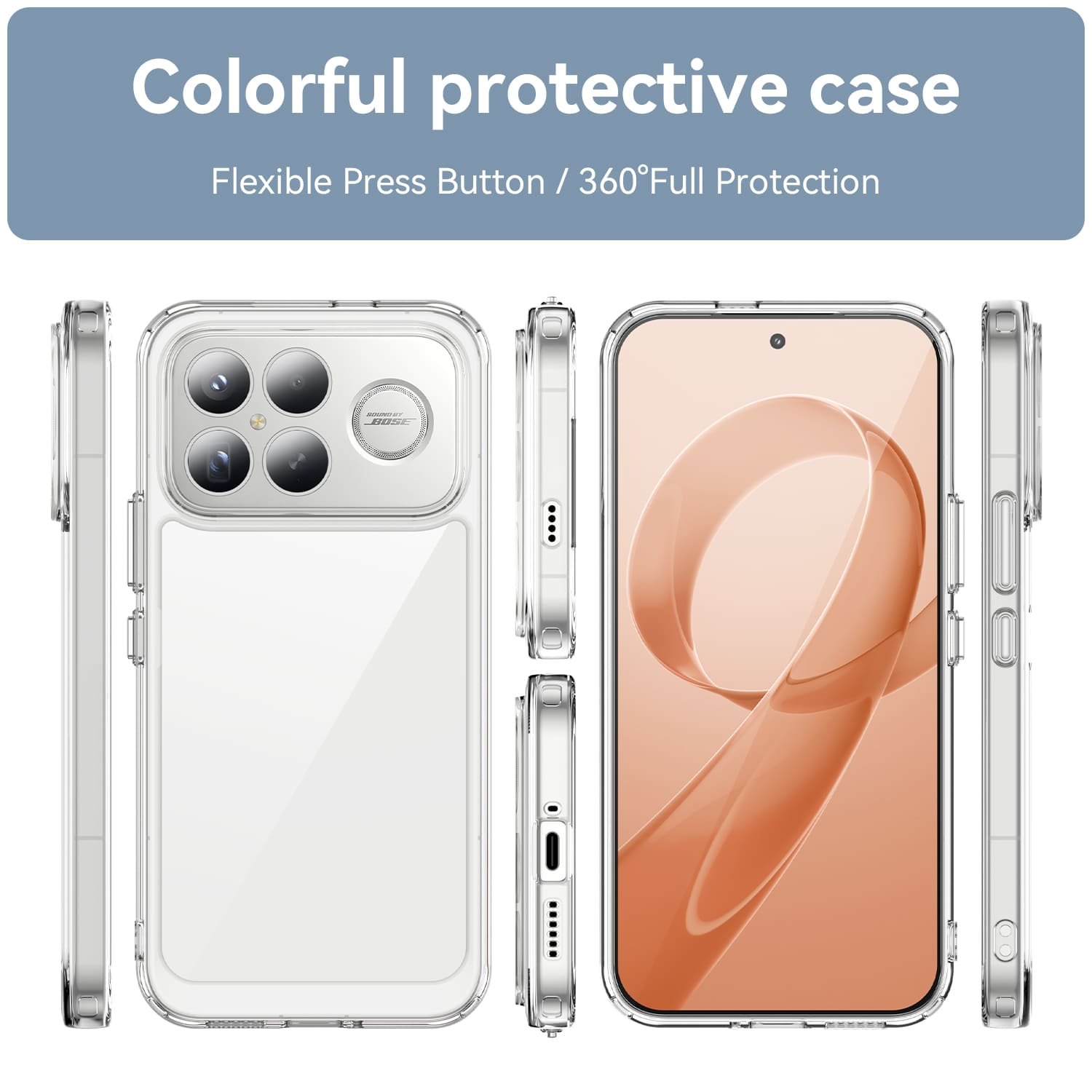 POCO F8 Ultra dėklas su apsauginiu stiklu, skaidrus - Image 3