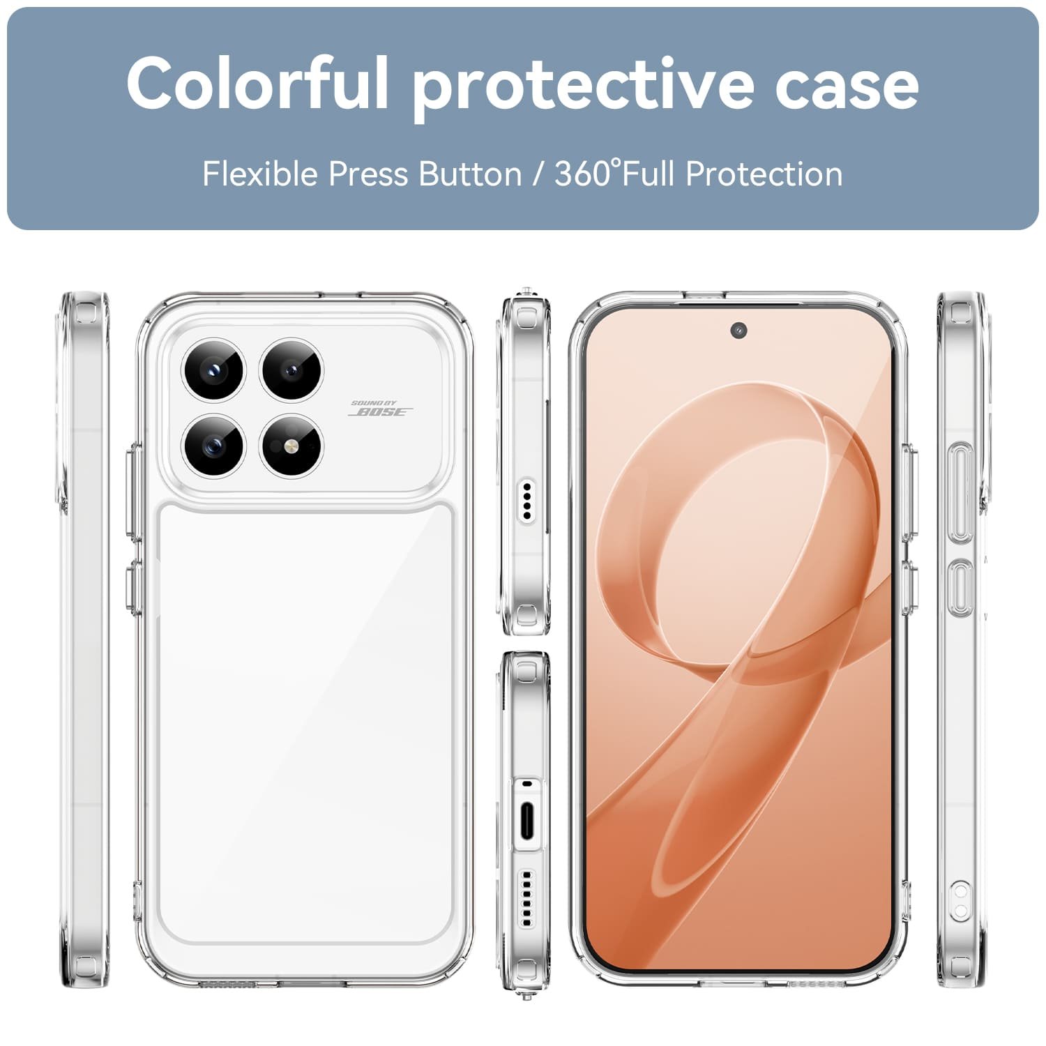 POCO F8 Pro dėklas su apsauginiu stiklu, skaidrus - Image 3