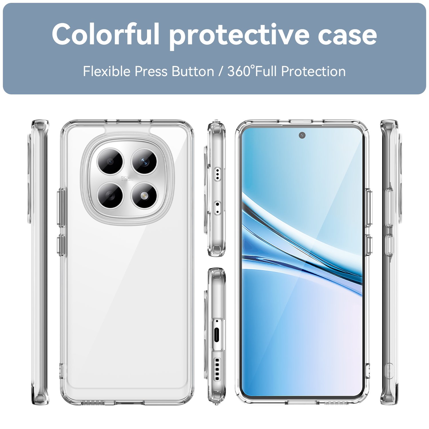 Xiaomi Redmi Note 15 5G / POCO M8 5G dėklas su apsauginiu stiklu, skaidrus - Image 3