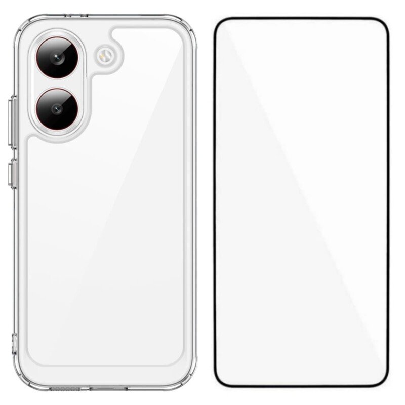 POCO X8 Pro dėklas su apsauginiu stiklu, skaidrus