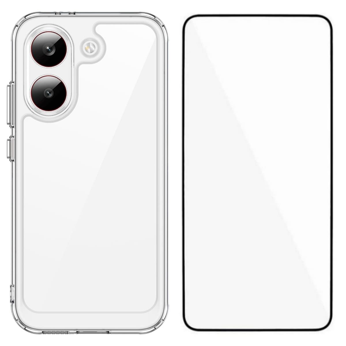 POCO X8 Pro dėklas su apsauginiu stiklu, skaidrus