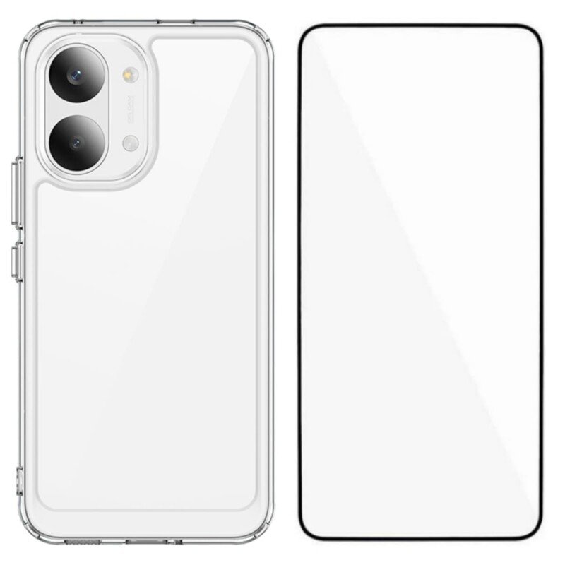 POCO X8 Pro Max dėklas su apsauginiu stiklu, skaidrus