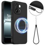 OnePlus Nord 6 silikoninis dėklas su MagSafe ir dirželiu, juodas