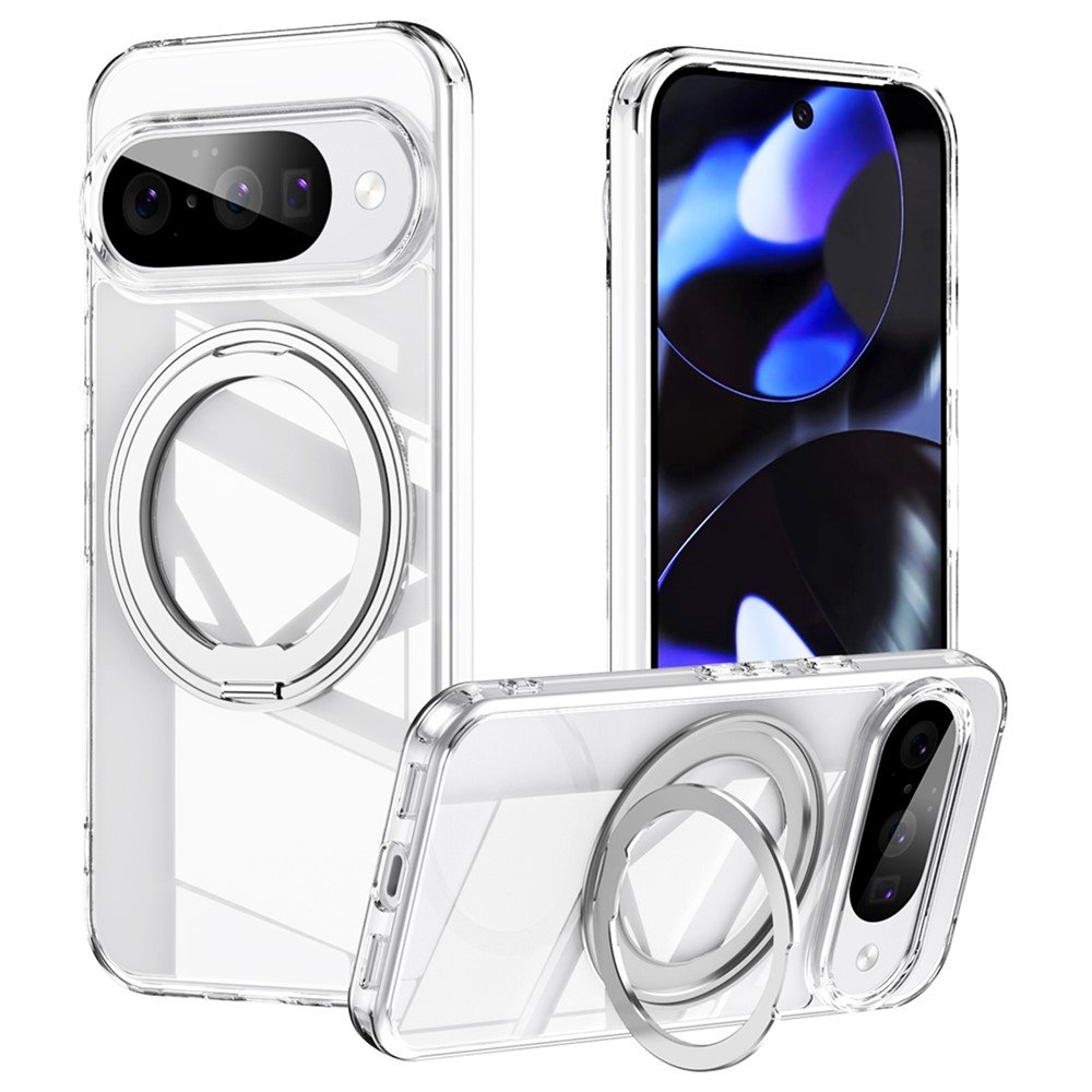 Google Pixel 11 / Google Pixel 11 Pro dėklas su MagSafe ir 360° stovu, skaidrus