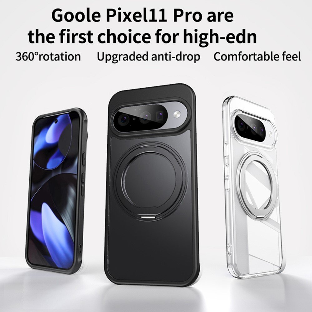 Google Pixel 11 / Google Pixel 11 Pro dėklas su MagSafe ir 360° stovu, skaidrus - Image 4