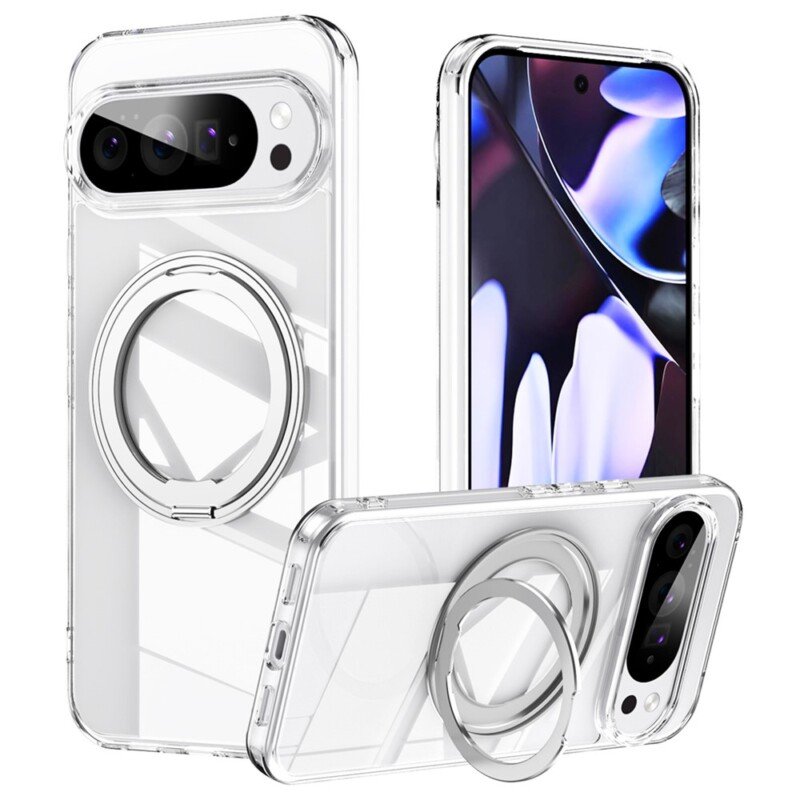 Google Pixel 11 Pro XL dėklas su MagSafe ir 360° stovu, skaidrus
