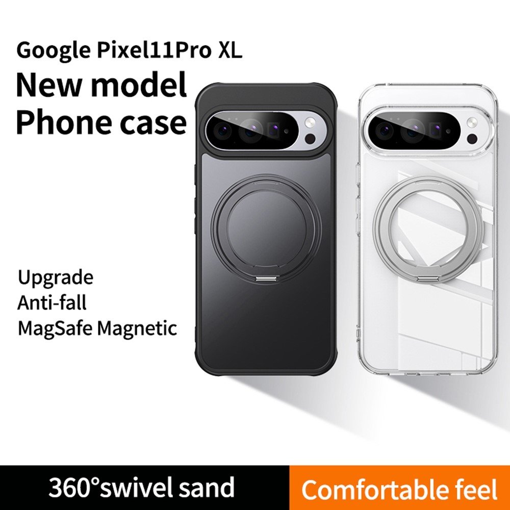 Google Pixel 11 Pro XL dėklas su MagSafe ir 360° stovu, skaidrus - Image 3