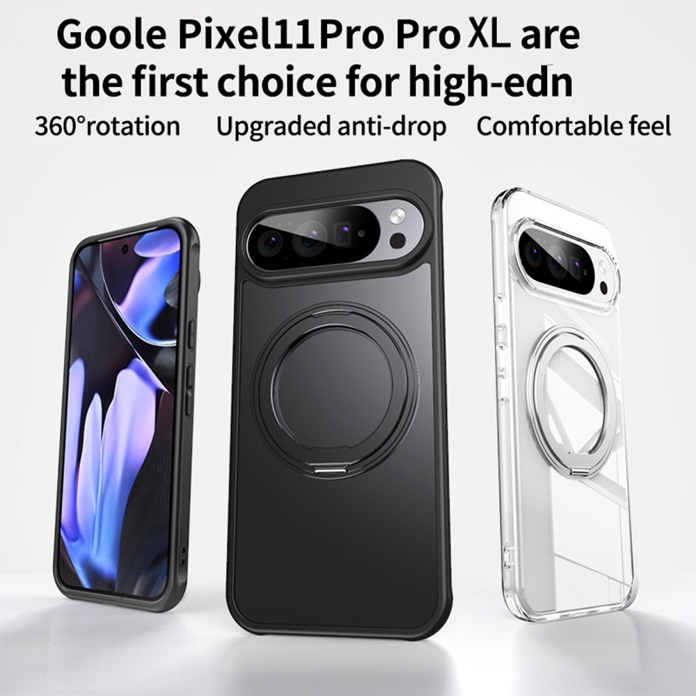 Google Pixel 11 Pro XL dėklas su MagSafe ir 360° stovu, skaidrus - Image 4