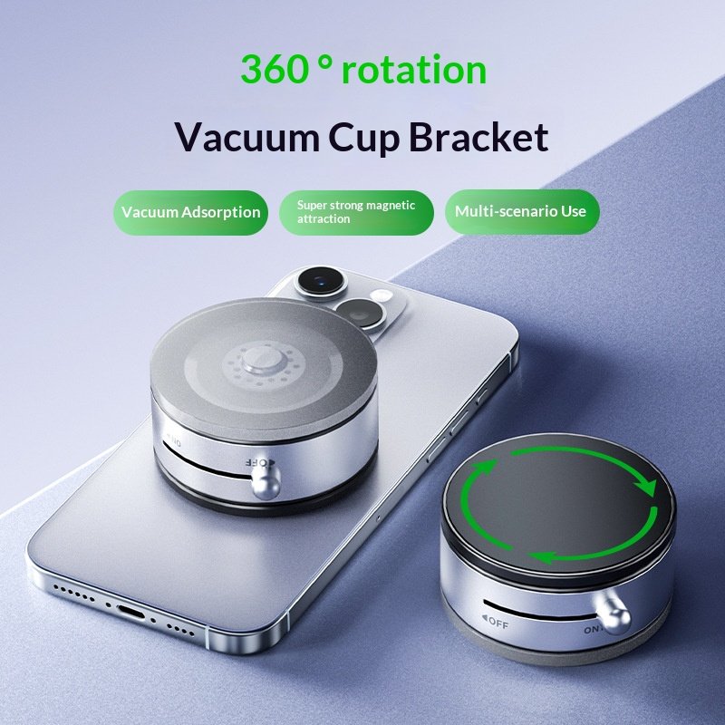 Vakuuminis magnetinis laikiklis telefonui su 360° pasukimu (MagSafe), juodas - Image 3