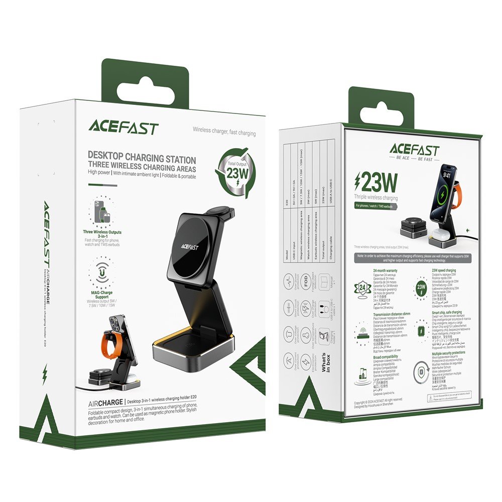 ACEFAST 15 W 3‑in‑1 belaidis įkroviklis telefonui, laikrodžiui ir ausinėms E20, juodas - Image 8