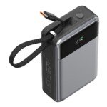 ACEFAST 20 000 mAh, 65 W išorinė baterija su integruotu USB-C laidu M21, juoda