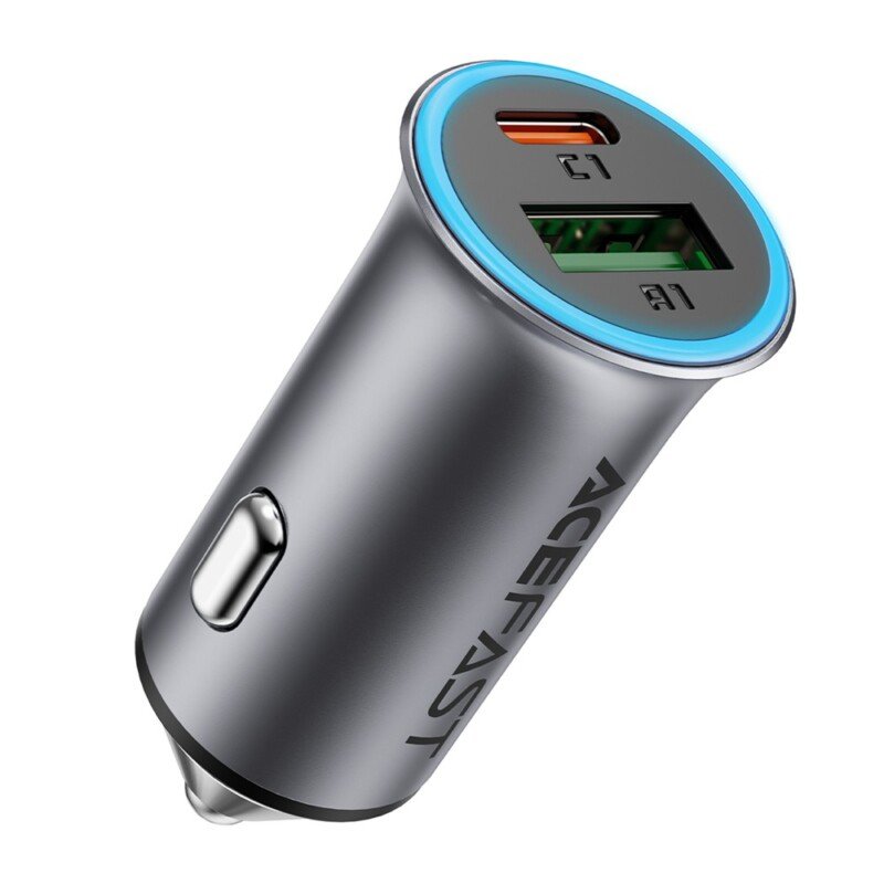 ACEFAST 95 W automobilinis įkroviklis USB‑C + USB‑A B16, pilkas