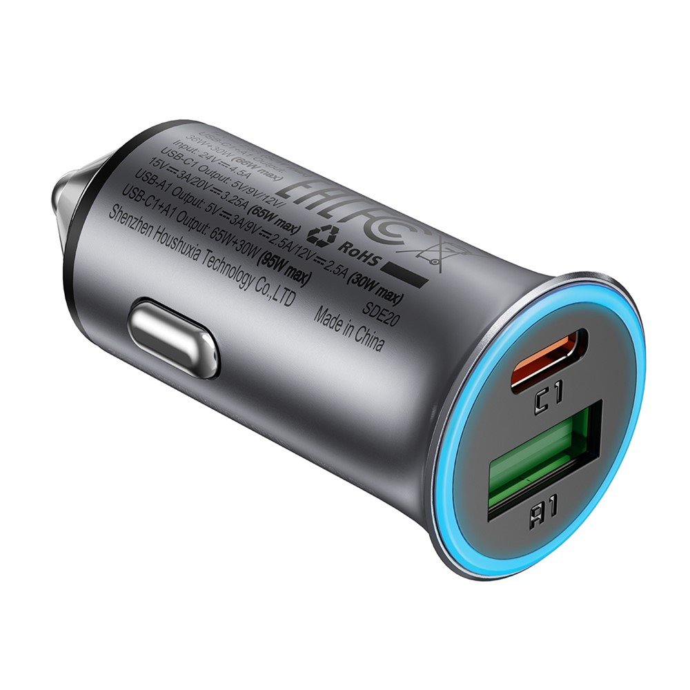 ACEFAST 95 W automobilinis įkroviklis USB‑C + USB‑A B16, pilkas - Image 4