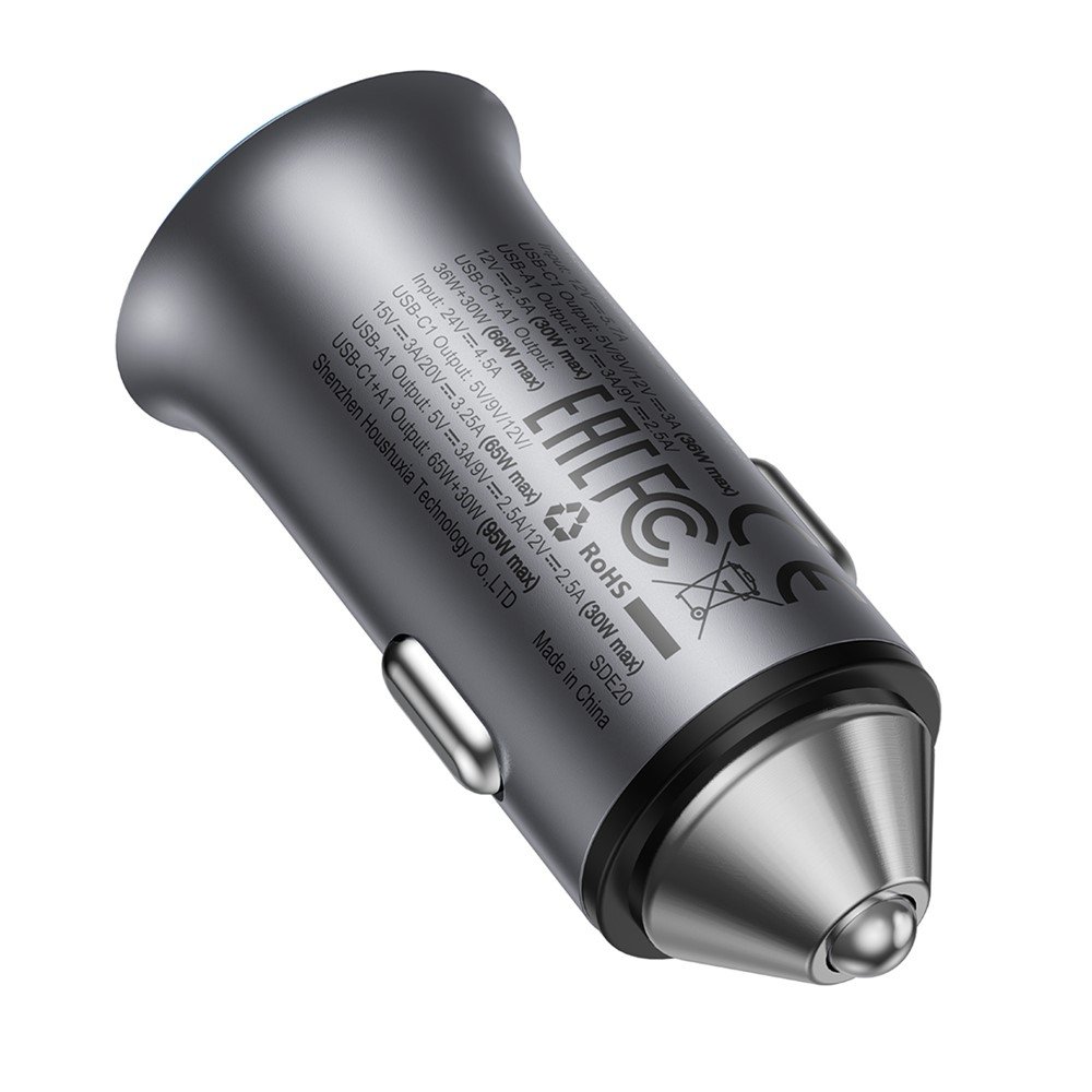 ACEFAST 95 W automobilinis įkroviklis USB‑C + USB‑A B16, pilkas - Image 5